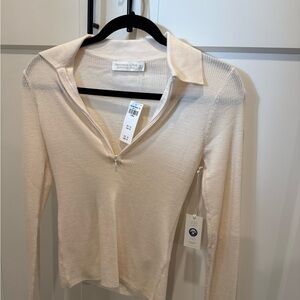 Abercrombie & Fitch Cream Zip-Up Blouse